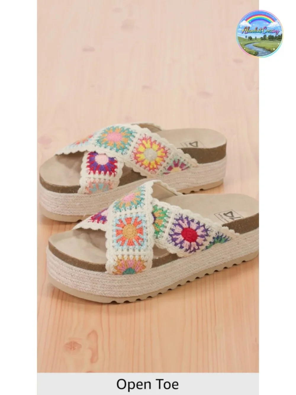 Platform Espadrille Wedge Sandal with Two Band Upper and Cushioned Insole